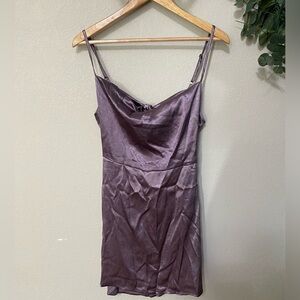 WILD FABLE NWT mauve silky satin draped neck spaghetti strap slip mini dress M